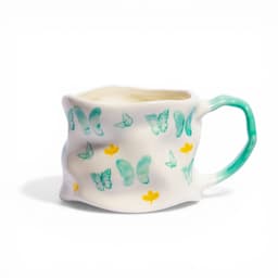 Ceramic Mug with Yellow Butterflies & Flowers - view 2