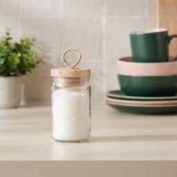 Glass Jar with Wooden Lid and Rope Loop - view 1