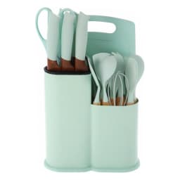 12-Piece Silicone Kitchen Utensil Set with Holder - Mint Green - view 2