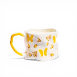 Ceramic Mug with Yellow Butterflies & Flowers - view 1