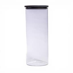 Clear Glass Storage Jar with Dark Grey Lid - view 1