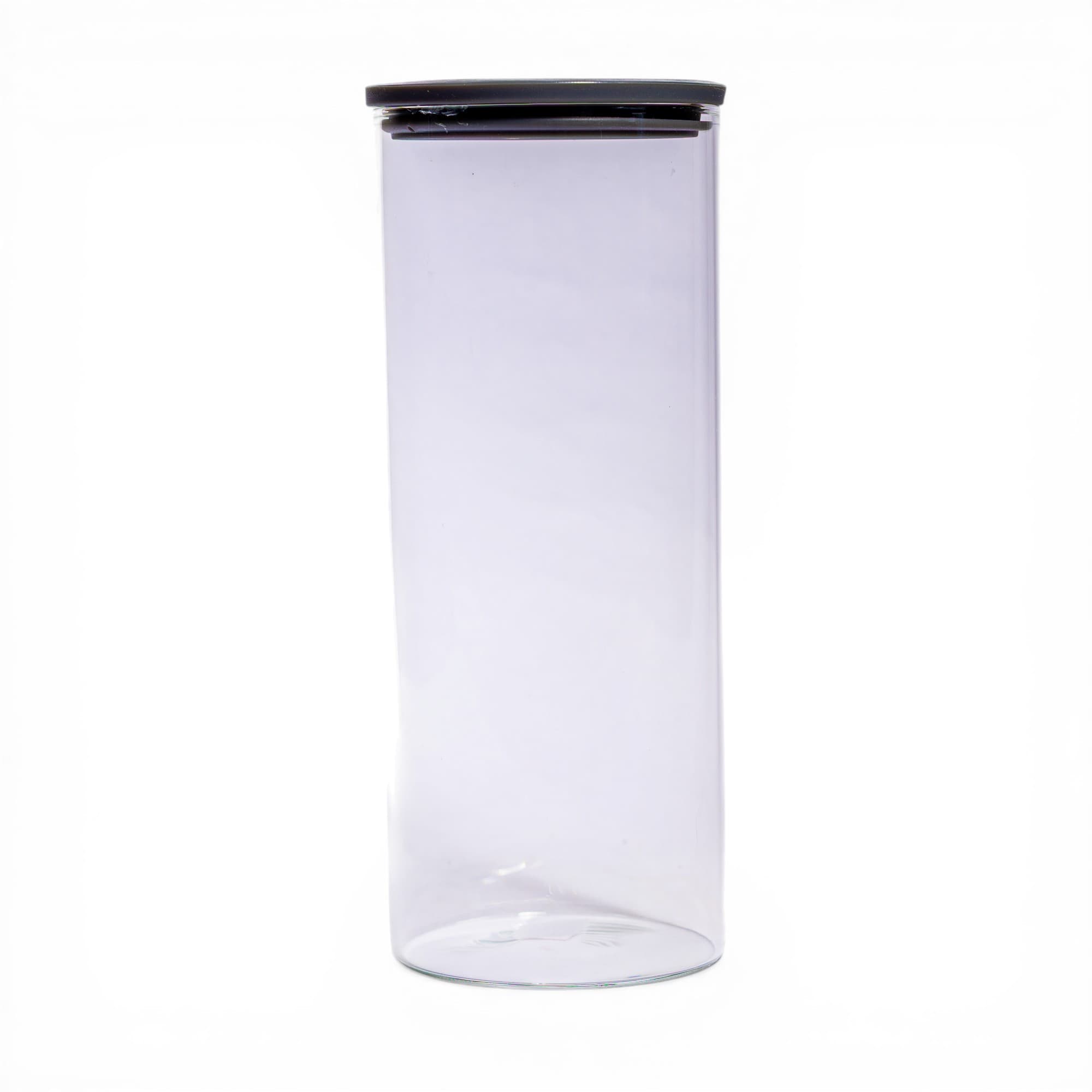 Clear Glass Storage Jar with Dark Grey Lid
