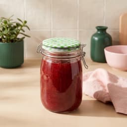 Glass Storage Jar with Green Checkered Lid - view 1