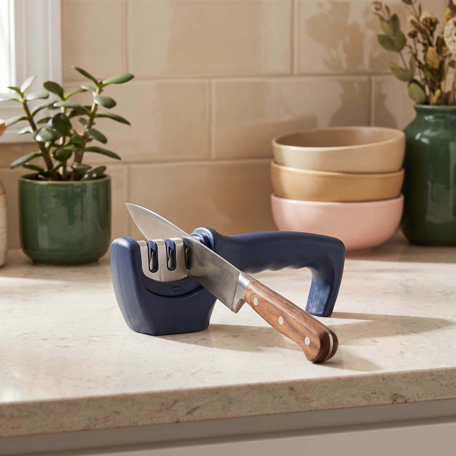 3-Stage Knife Sharpener - Blue