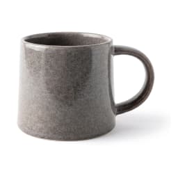 Single dark grey ceramic mug with a speckled texture and a C-shaped handle, on a white background. - view 2