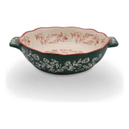 Porcelain Baking Dish with Handles - Green Floral Design - view 2