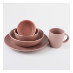 24-Piece Porcelain Dinnerware Set - Dusty Rose Matte Finish - view 4