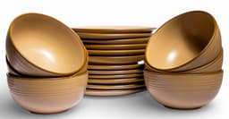Beige Ceramic Serving Bowl with Textured Lines - view 2