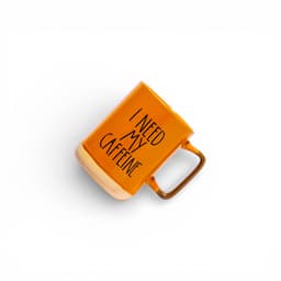 Ceramic Coffee Mug - Orange with Caffeine Text - view 2
