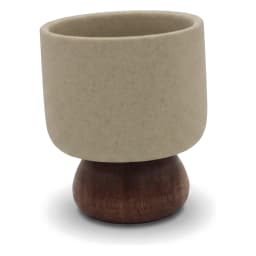 Two-Tone Ceramic & Wood Cup - Cream & Brown - view 3
