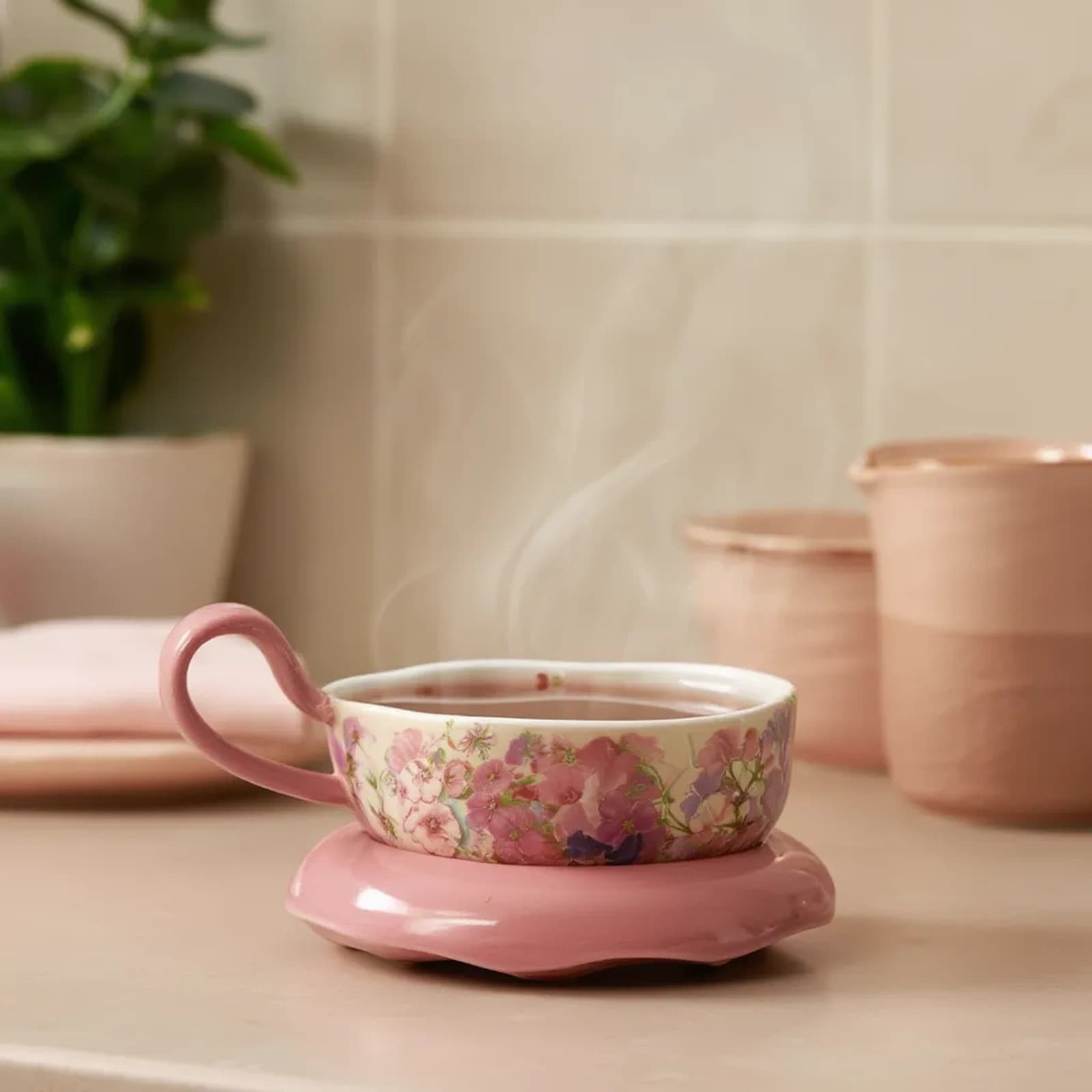 Porcelain Cup & Saucer Set - Pink Floral