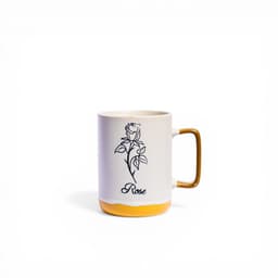 Ceramic Mug with Rose Design - Cream & Yellow - view 1