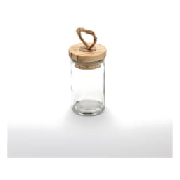 Glass Jar with Wooden Lid and Rope Loop - view 2