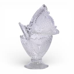 Glass Dessert Bowl with Pedestal - Clear Patterned - view 2
