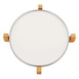 Round Porcelain Serving Tray with Wood Handles - White - view 2
