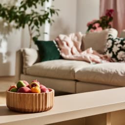 Round Fluted Bamboo Serving Bowl - Natural Wood - view 1