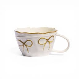 Ceramic Mug with Gold Bow Design - Cream - view 1