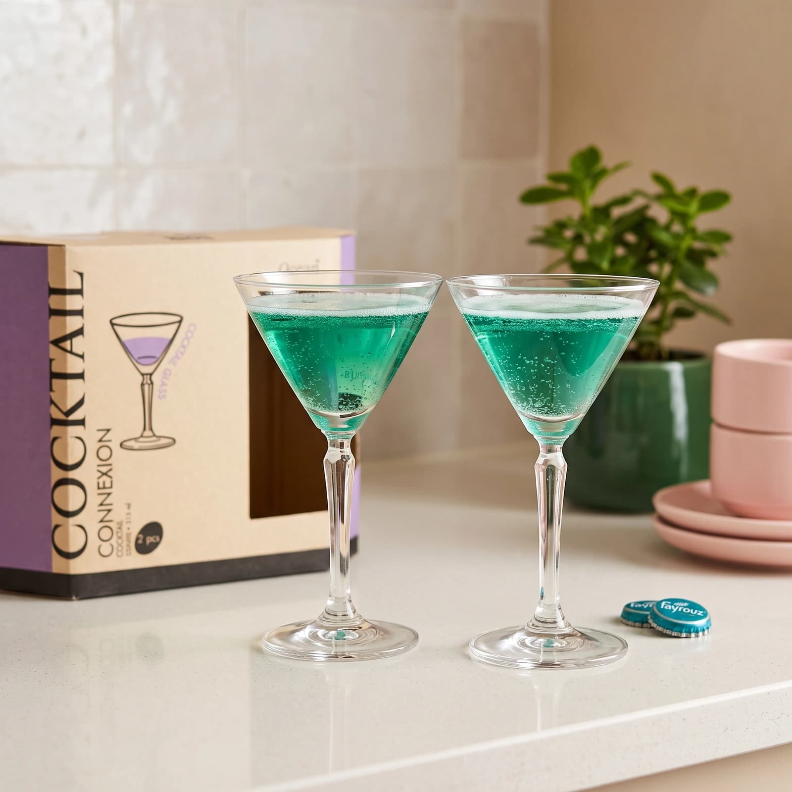 Glass Cocktail Glasses Set - 2 Pcs, 215 ml - Kitchen essentials