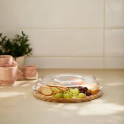 Round Wood Divided Serving Platter with Acrylic Cover - view 1