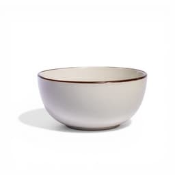 Ceramic Serving Bowl - Off-White with Brown Rim - view 1