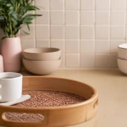 Round bamboo serving tray set -  4 piece - view 4