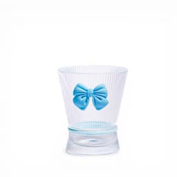 Clear Ribbed Plastic Tumbler with Blue Bow - view 1