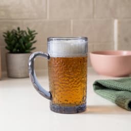 Set of 6 Blue Textured Glass Mugs with Handles - view 4
