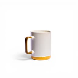 Ceramic Mug with Rose Design - Cream & Yellow - view 2
