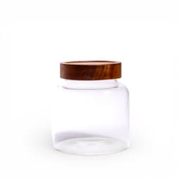 Glass Storage Jar with Wooden Lid - Clear - view 1