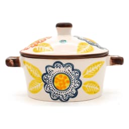 Porcelain Lidded Serving Pot - Multi-Color Floral Design - view 3