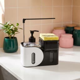Plastic Sink Organizer with Soap Dispenser & Sponge Holder - Black &… - view 1