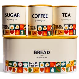 4 Pc Metal Kitchen Storage Canister Set - Bread, Coffee, Tea, Sugar - view 1