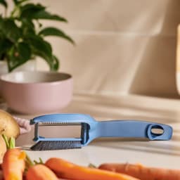 Silicone Vegetable Peeler with Brush - Blue - view 4