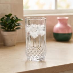 Set of 6 Glass Water Cups - Clear Textured Design - view 1