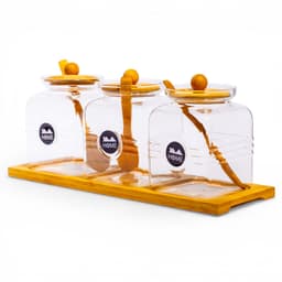Glass Storage Jars with Bamboo Lids & Spoons - Set of 3 - view 1