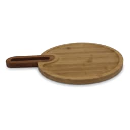 Round Wood Board with Handle - Natural Color - view 3