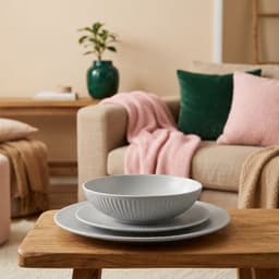 Grey Porcelain Dinnerware Set - 18 Pieces - view 6