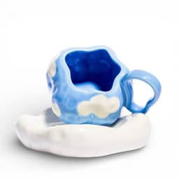 Ceramic Mug & Saucer Set - Blue Cloud Design - view 1