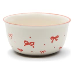 porcelain Dessert Plate - White with Red Bows - view 3