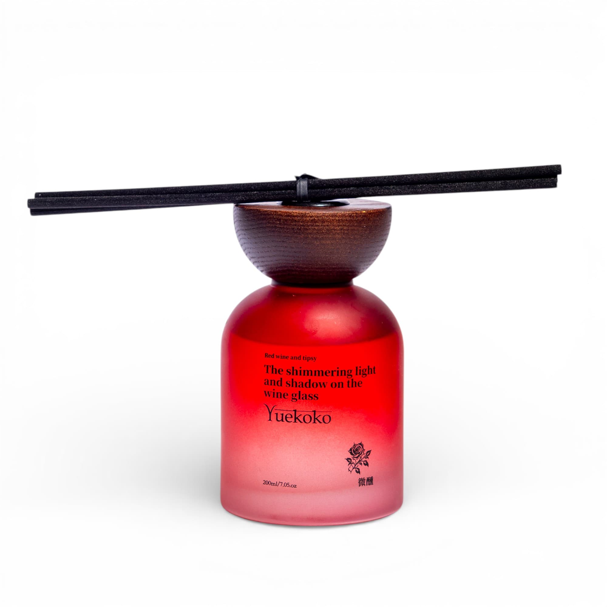 Red Gradient Glass Reed Diffuser with Wooden Cap - 200ml