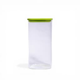 Clear Plastic Food Storage Jar with Green Lid - view 1