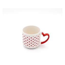 Porcelain Mug - White with Red Hearts & Heart Handle - view 2