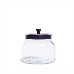 Glass Storage Jar with Black Lid - Clear - view 1