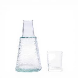 Textured Glass Carafe & Drinking Cup Set - Clear - view 2