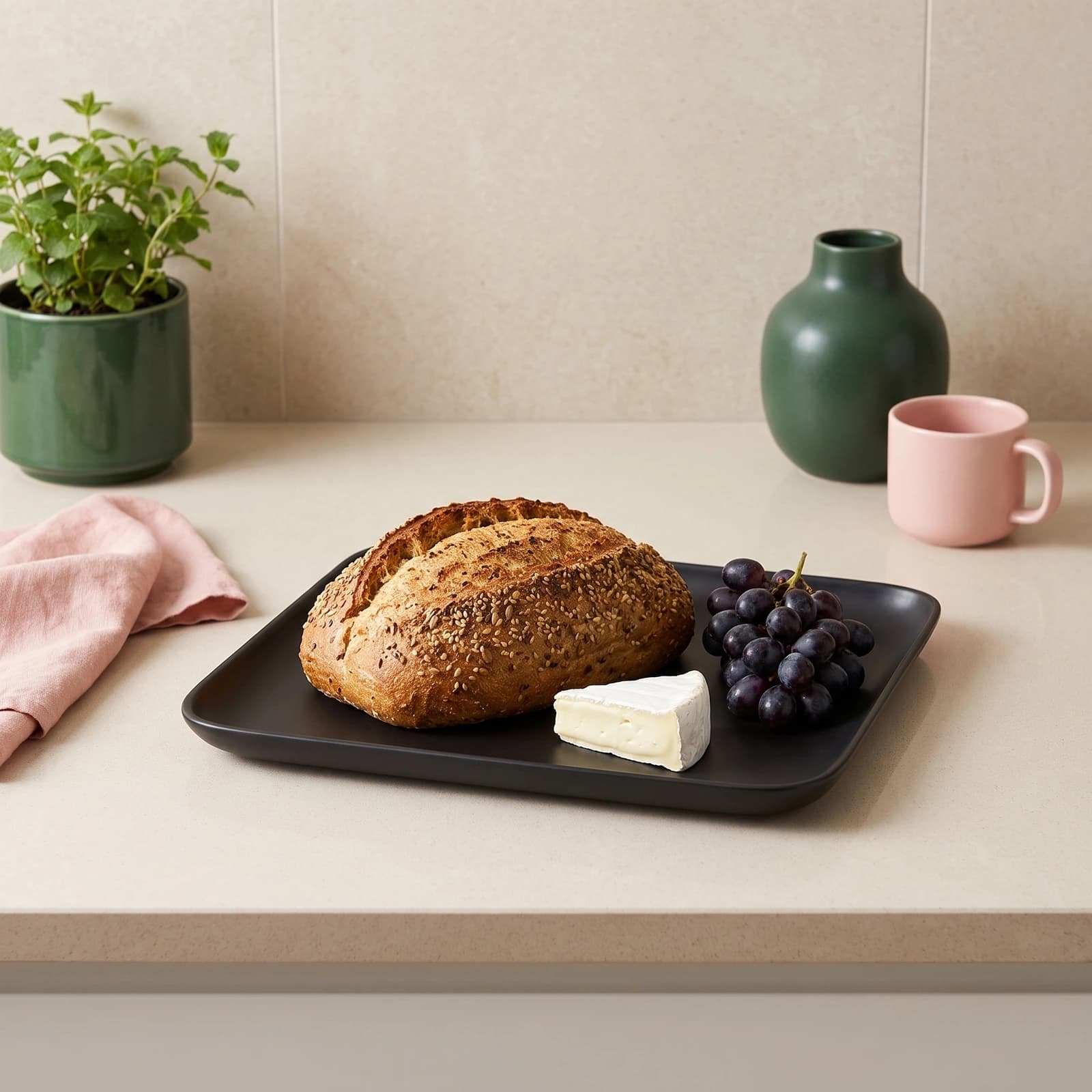 Set of 3 Black Plastic Rectangular Plates