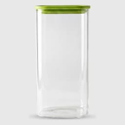Glass Storage Jar with Green Lid - Tall Rectangular - view 2