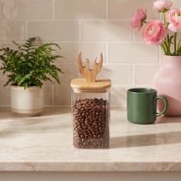 Glass Storage Jar with Bamboo Lid & Unique Handle - view 1