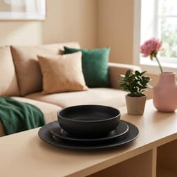 Black porcelain Dinnerware Set - 18  Pieces - view 6