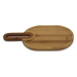 Round Wood Serving Board with Handle - Natural - view 2