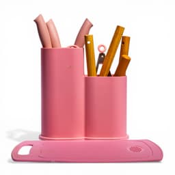 Kitchen Utensil Set with Holder - Pink & Wood - view 2